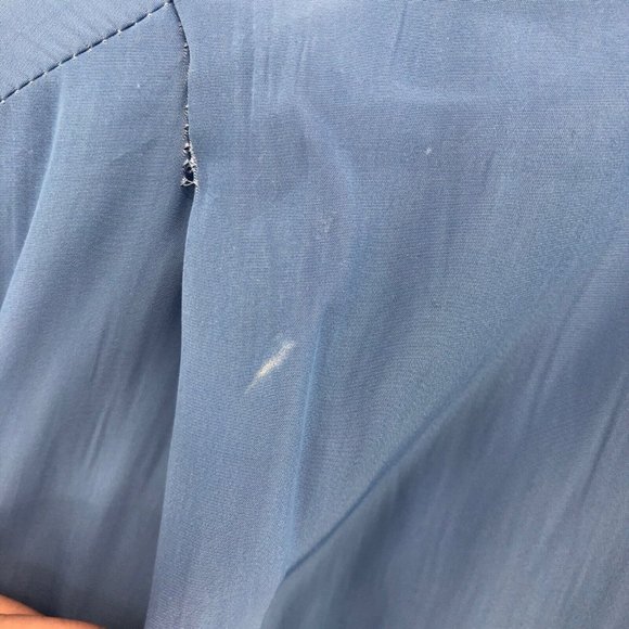 Smythe Blouse Womens Medium Blue Yoda Cap Sleeve Double Breasted Button Slouchy - Picture 10 of 14